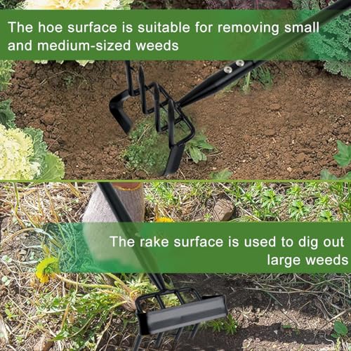 HASTHIP Gardening Weeder and Hoe Tool 19.6 inches Long Handle Weeder Tool 4-Claw Manual Weeder Manganese Steel Multipurpose Weeder Gardening Weeder Hoe Tool