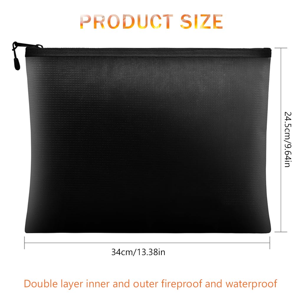 Climberty Fireproof Pouch 9.4x13.8 in for Document Protection with Heat and Water Resistance | Zipper Closure