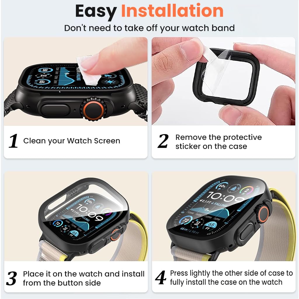 ZORBES Watch Case for iWatch Ultra 3 49mm featuring Snap On Fit and HD Tempered Glass | 2 Pack Black
