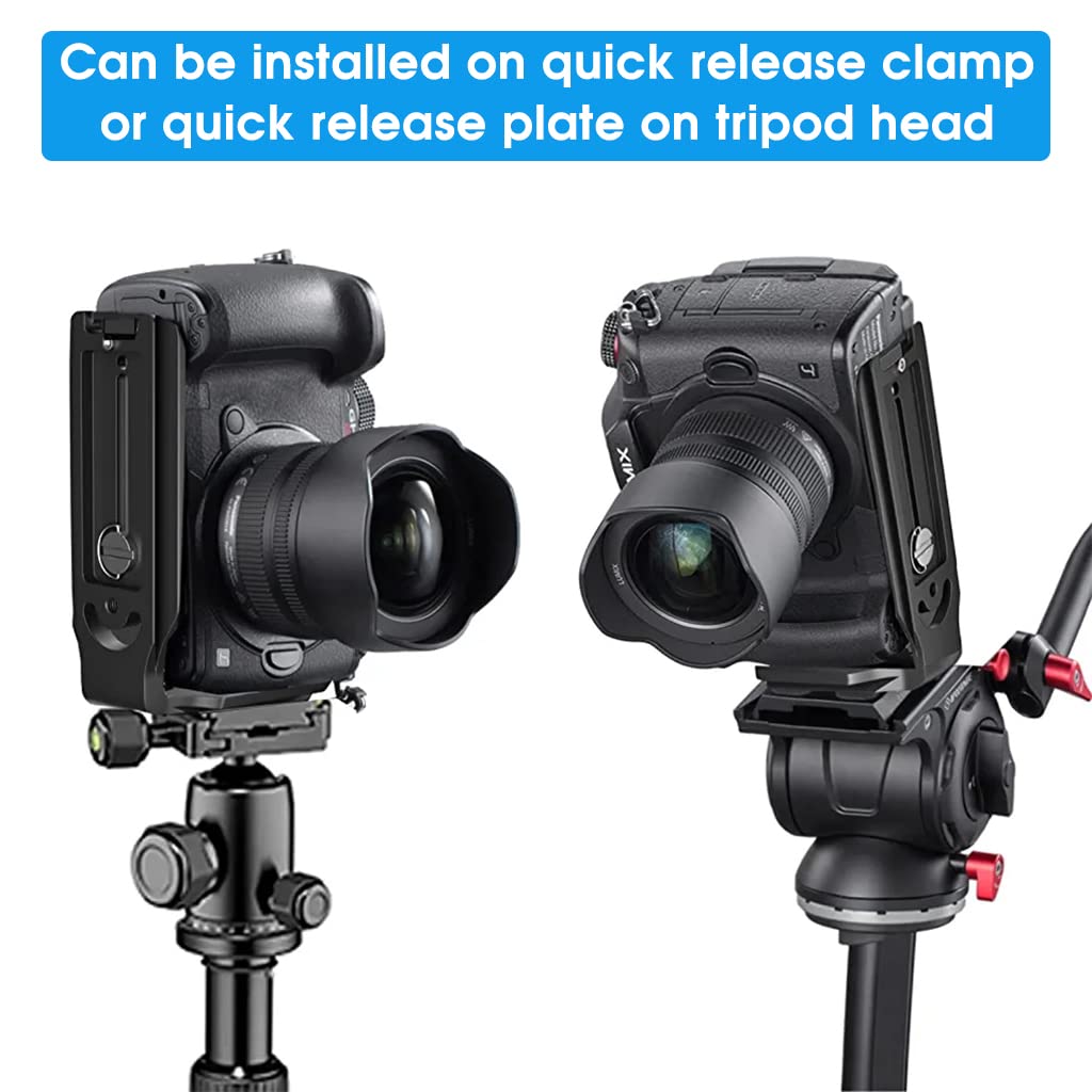 ZORBES DSLR L Bracket for Camera with 1/4 Inch Screw Holes featuring CNC Aluminum Build | Quick Vertical and Horizontal Shooting Mount for Tripod and Gimbal