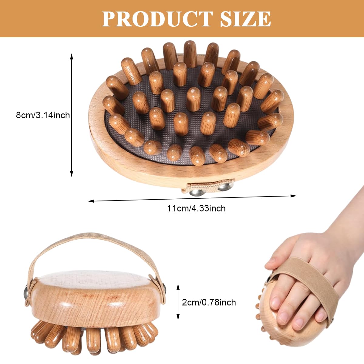 ZIBUYU Wooden Head Massage Brush for Lymphatic Drainage with Air Cushion Nodes | Eco-Friendly Body Relaxation Tool