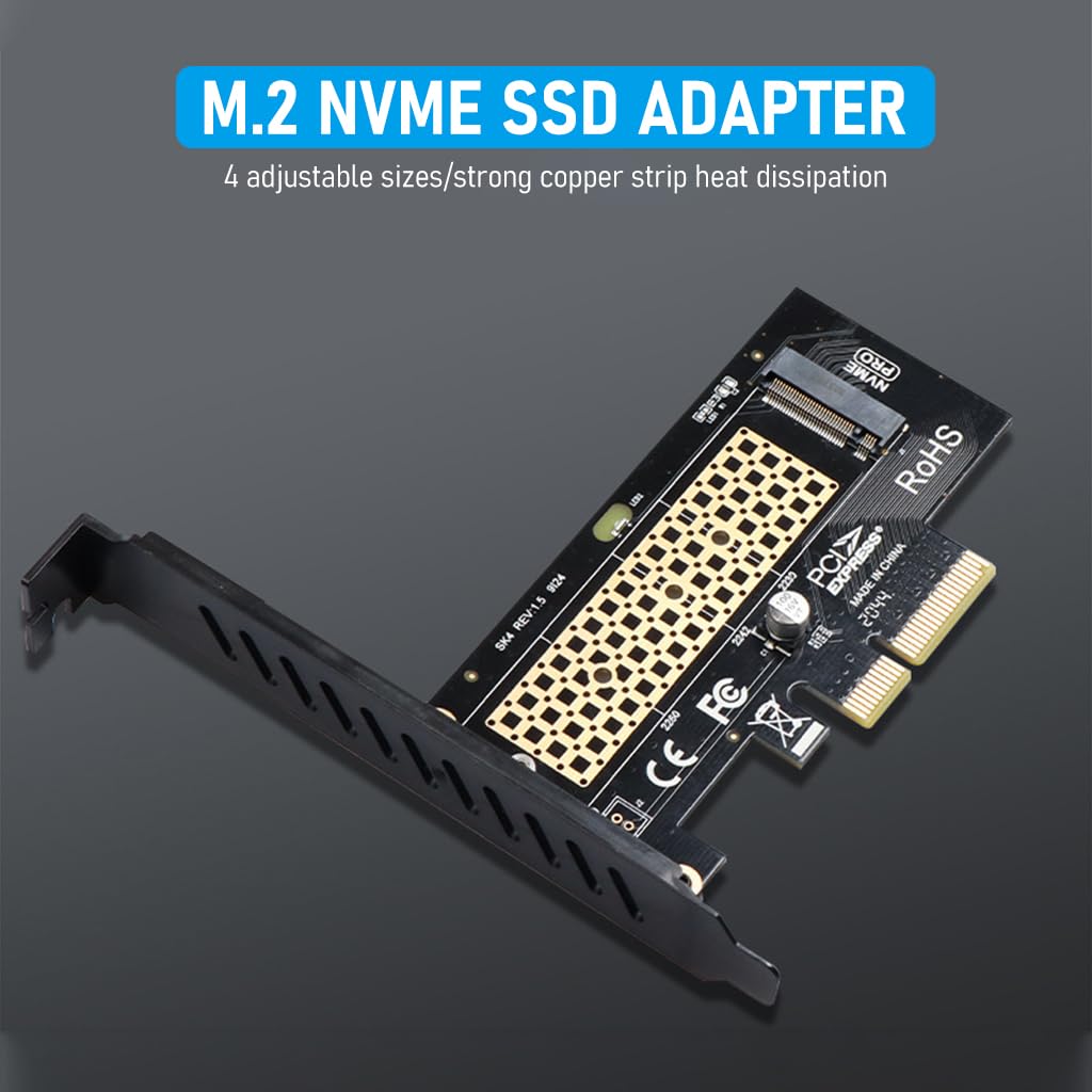 ZORBES® M.2 NVMe to PCI-E X4 Adapter High Speed M.2 NVMe to PCI-E X4 Adapter Universal M.2 NVMe to PCI-E X4 Adapter Compatible with M.2 NVme 2230/2242/2260/2280