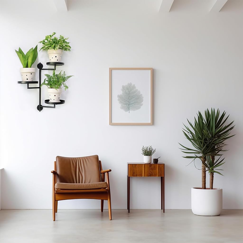 HASTHIP Rotating Window Plant Shelves for Indoor and Outdoor Display with Triple Layer Heavy Duty Metal Stand | Space Saving Wall Mount Design
