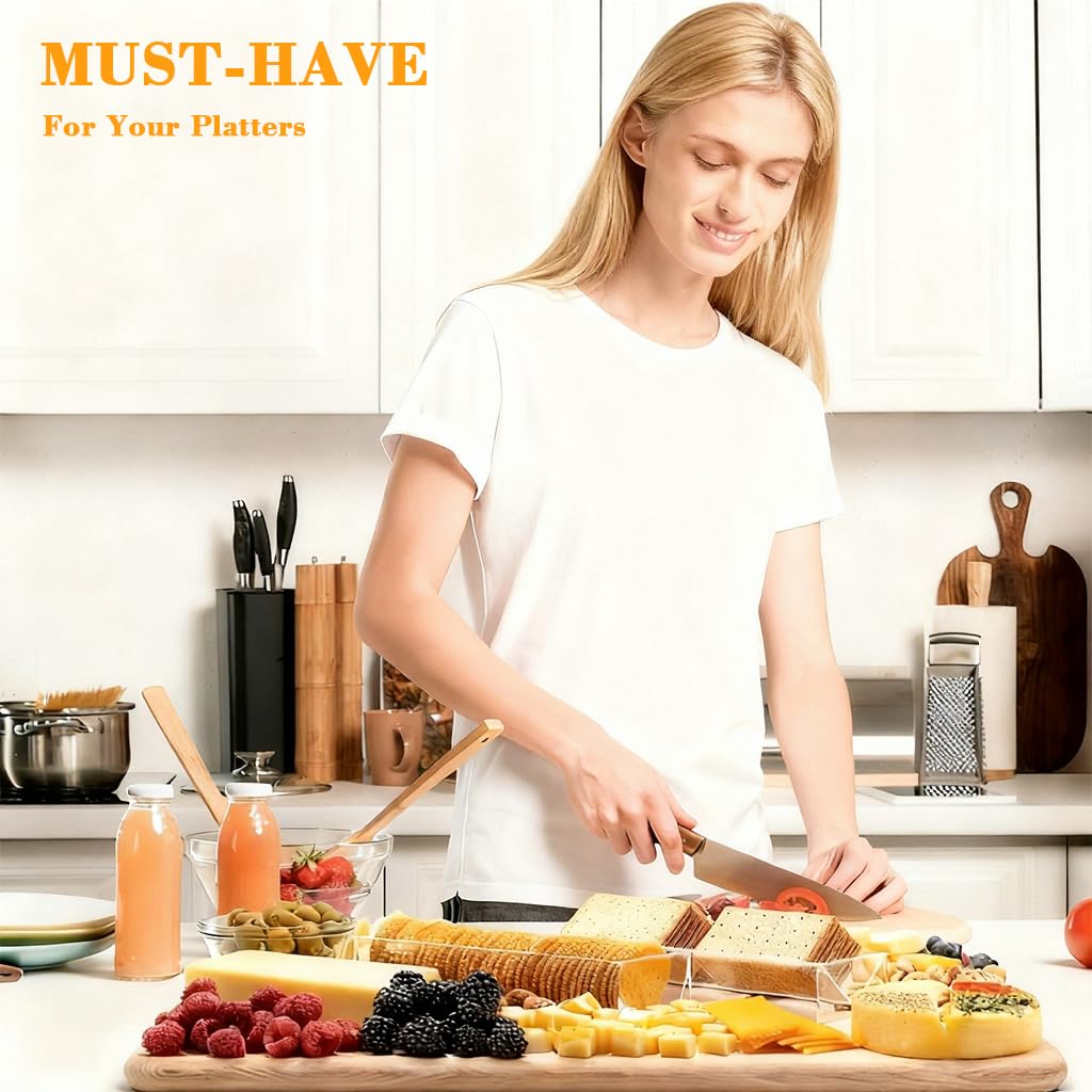 HASTHIP Clear Cracker Serving Tray 2 Pcs Set for Snacks and Appetizers | Transparent Design