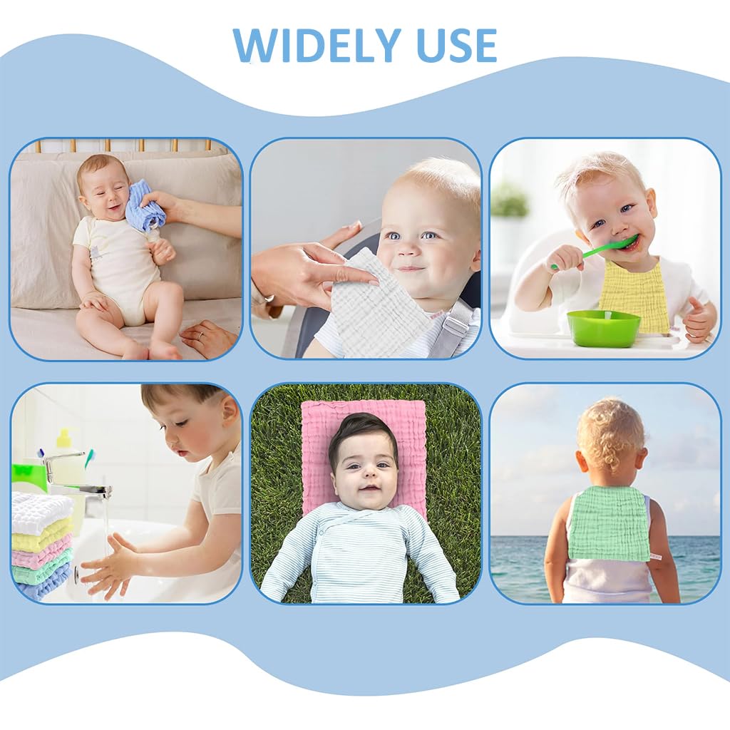 Zibuyu Baby Washcloths for Sensitive Skin featuring 12x12 in Cotton Mesh Towels | 5 Pcs