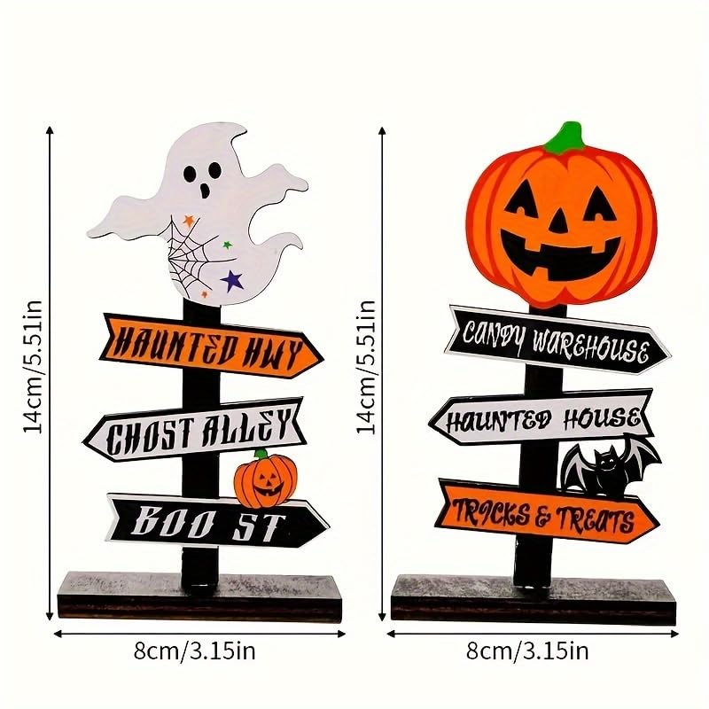 HASTHIP Halloween Desk Decor Set for Home and Office featuring 2pcs 5.5 in Pumpkin Ghost Ornaments