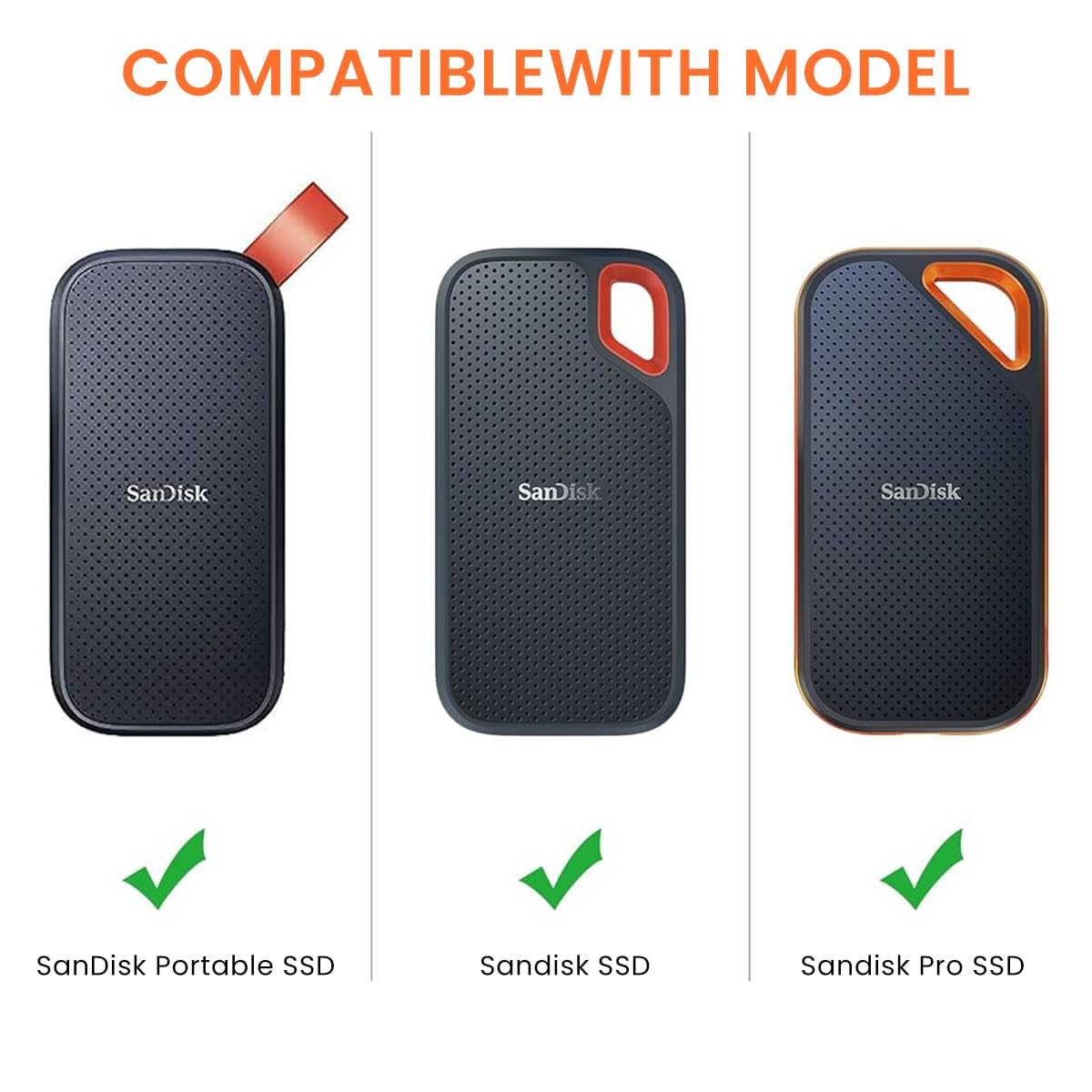 ZORBES Carrying Case for SanDisk Portable SSD with Shock Proof Honeycomb EVA Protection | 13.8 x 7.7 x 4.2 cm 3PCS Storage Bag