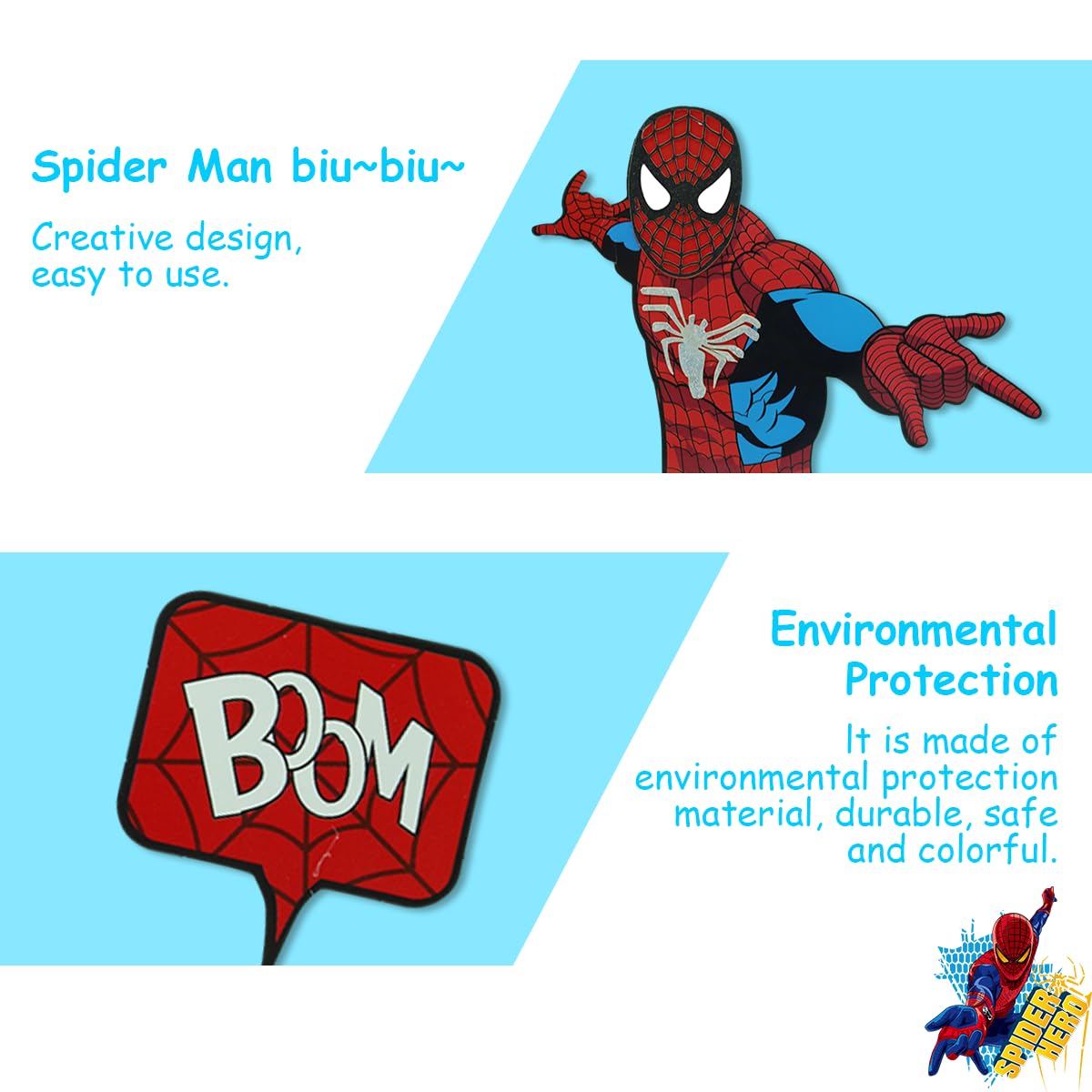 HASTHIP® Spiderman Birthday Cake Decoration Items Kit Spider-man Cartoon Creative Cup Cake Topper Decorations for Men Kids Boys Birthday Party Supplies