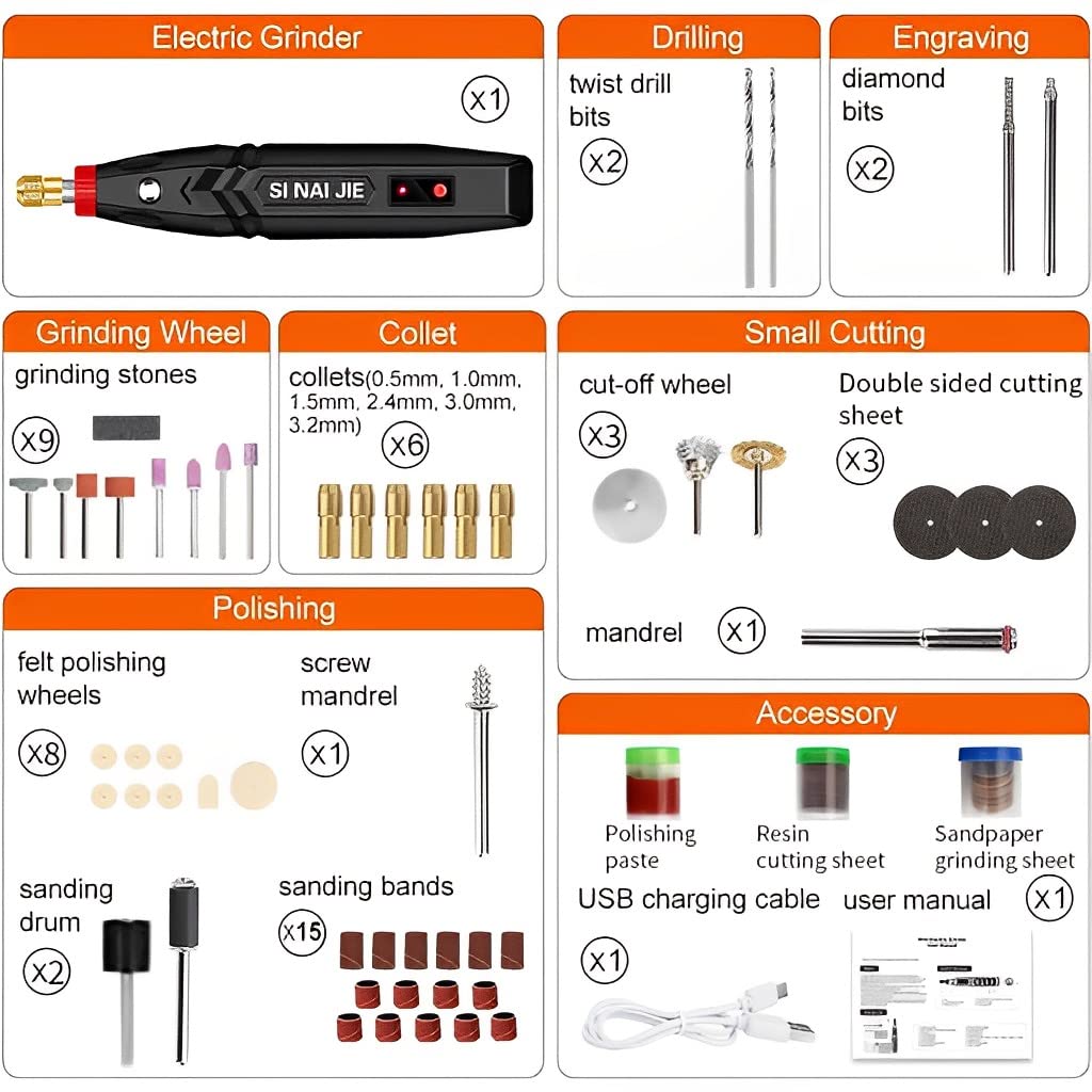 Serplex® Cordless Drill Machine Kit with Accessories 1500Ah USB Rechargeable 6 Speed Adjustable Electric Drill Machine for Grinding, Woodwork, Handcraft Work DIY, Jewelry Making