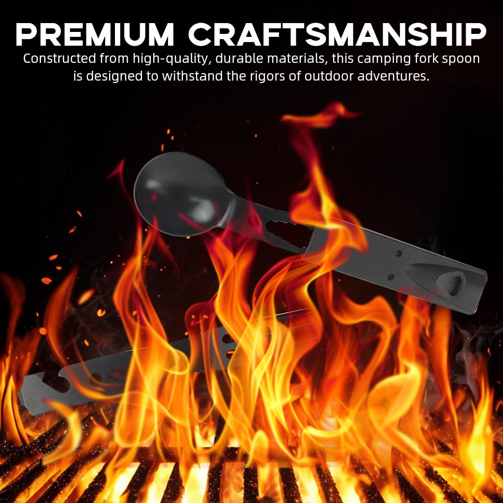 Proberos Outdoor Fork Spoon Set for Camping featuring 5 in 1 Design and Ergonomic Handle | Stainless Steel