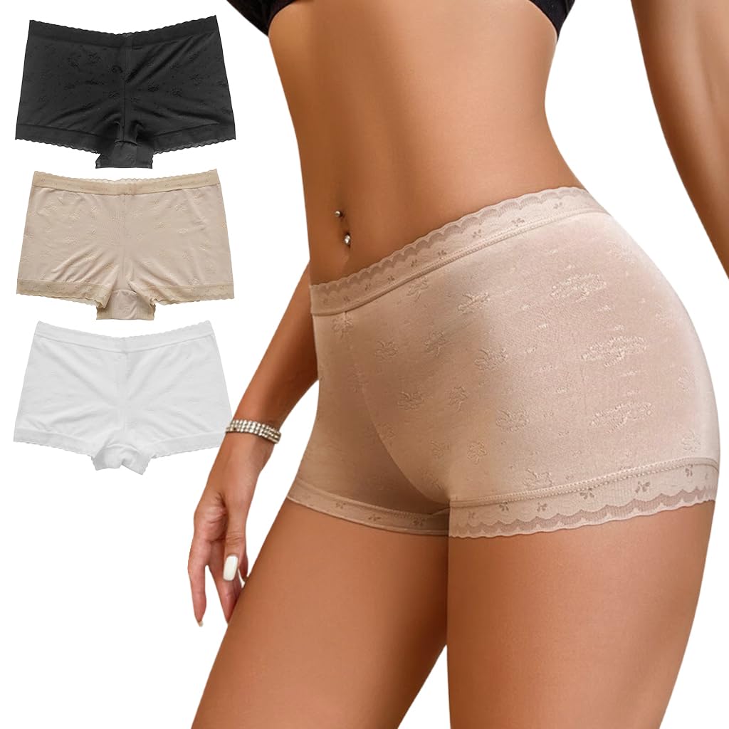 SANNIDHI Women's Boyshorts for Daily Comfort with Traceless Fit and Embossed Design | Pack of 3