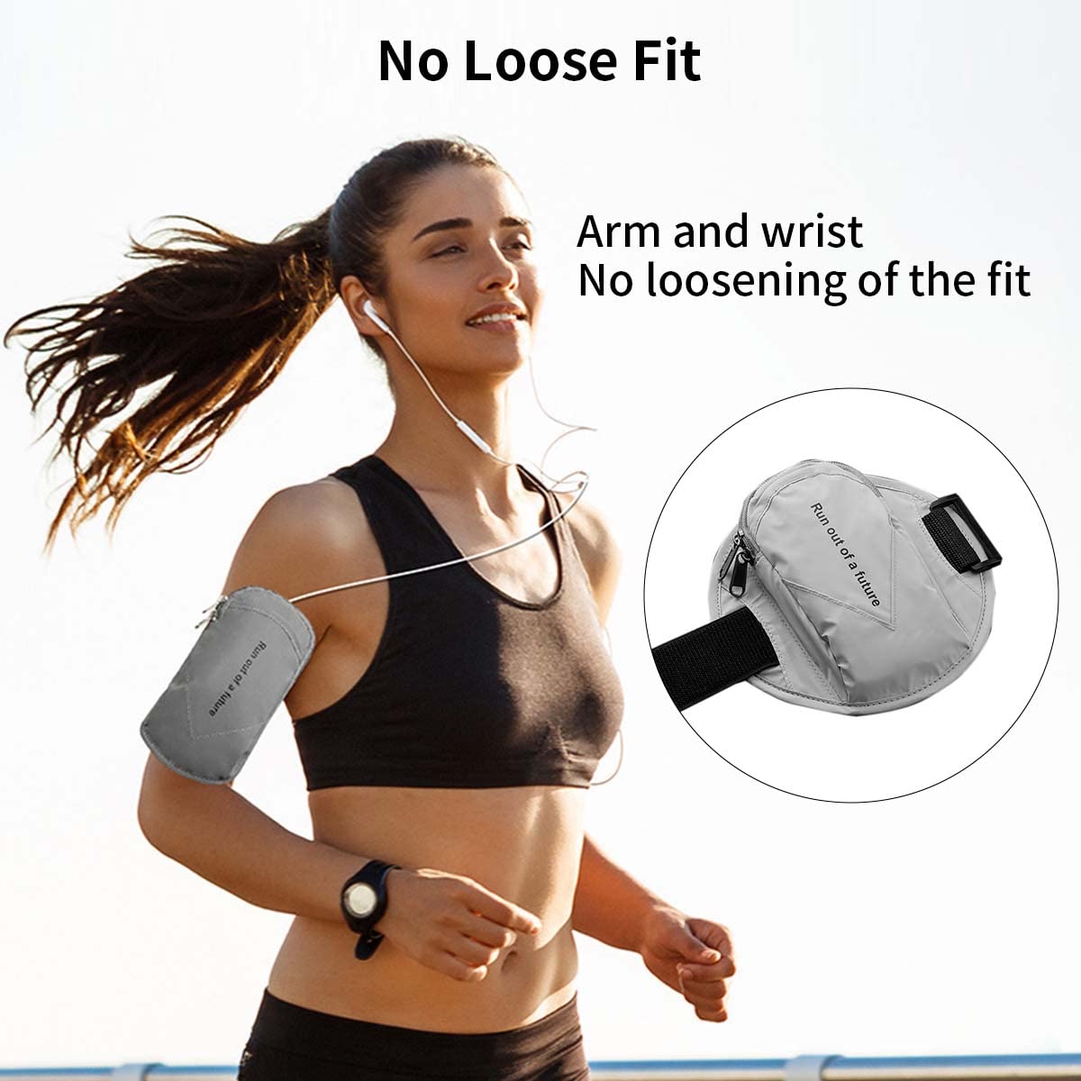 ZORBES Armband for Mobile Phone Running with Waterproof Reflective Fabric and 35 cm Adjustable Anti‑Slip Strap | Fits 6.8 in Phones 2 PCS