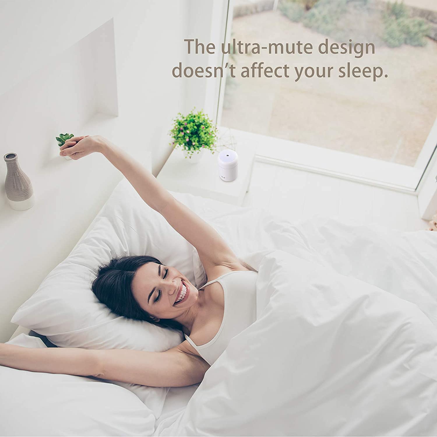 HASTHIP Humidifier for Room Moisture with 300mL Tank and Two Mist Modes | Quiet USB Aroma Diffuser