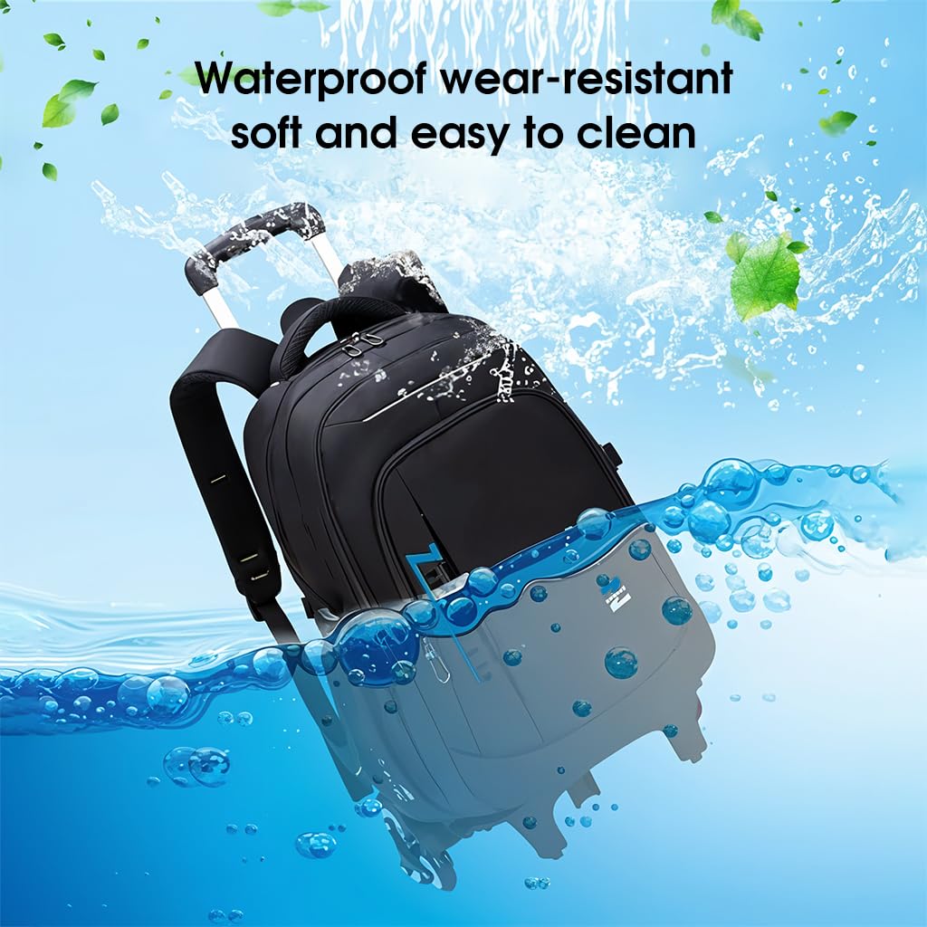 Climberty School Bag with Detachable 6 Wheel Trolley Stand for Boys and Girls | Waterproof Backpack