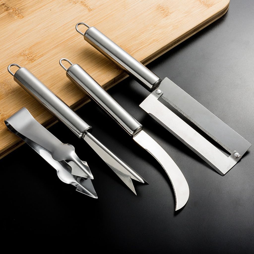 HASTHIP Pineapple Peeler Tool Set for Easy Fruit Preparation with Curved Blade and Ergonomic Handles | 2 Pcs Stainless Steel