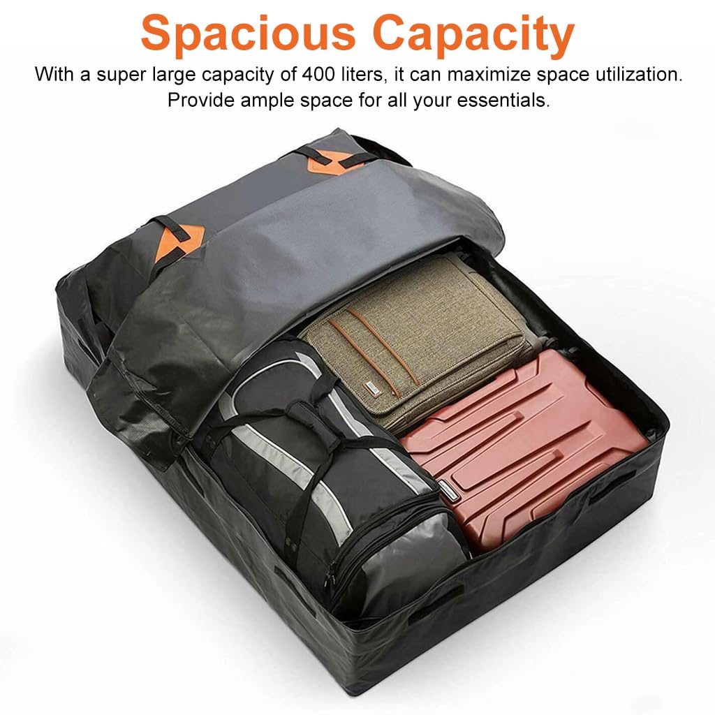 STHIRA Car Roof Luggage Bag for Road Trips featuring 400L Capacity and 4 Quick Release Buckles | 420D Oxford Waterproof Material