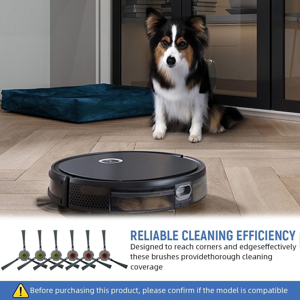 HASTHIP Side Brushes for Ecovacs Robot Vacuum U2 Pro 6pcs with Robust Nylon Bristles | Easy Snap Installation