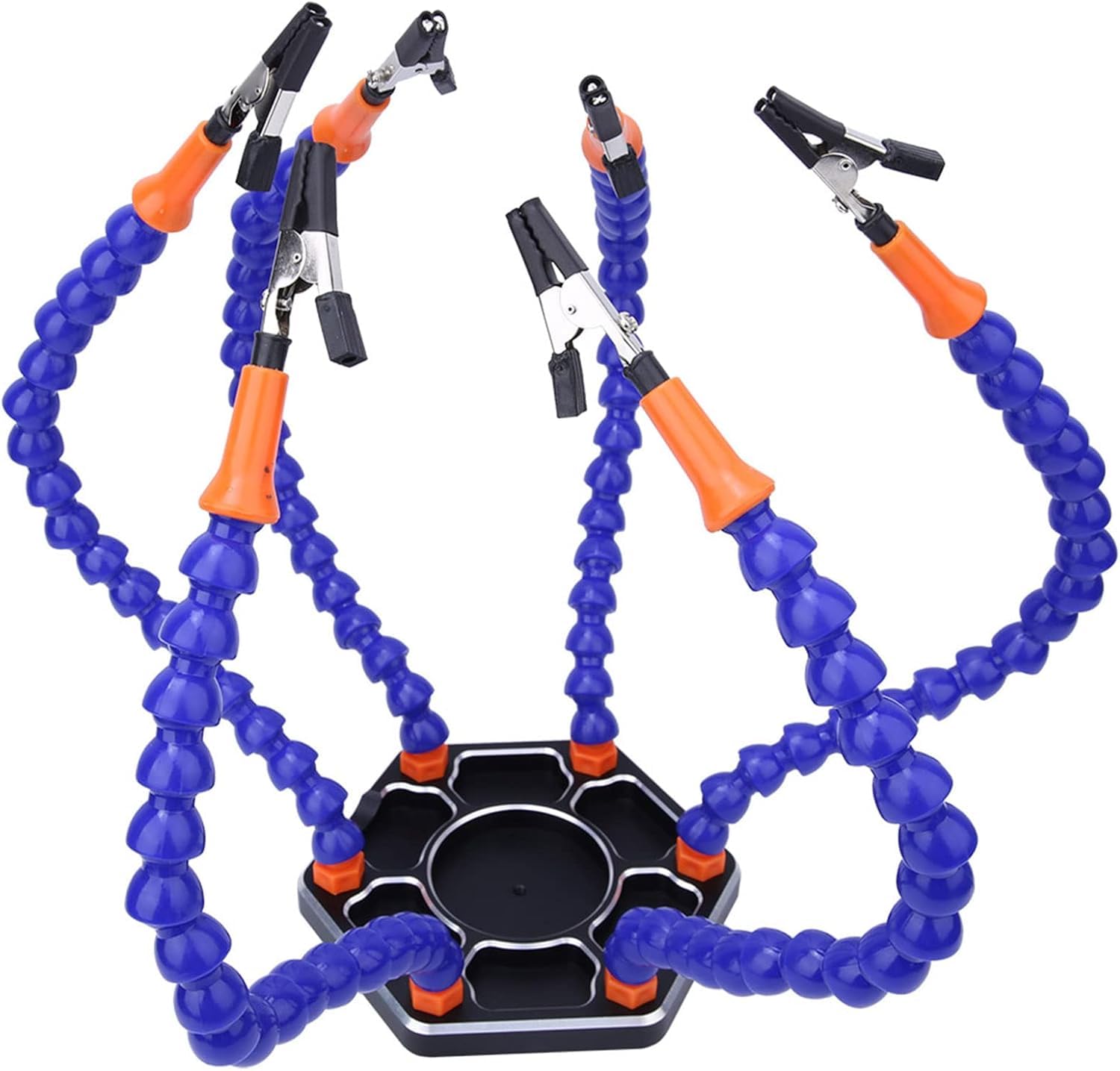 Serplex Soldering Station for Assembly and Repair with 6 Flexible Arms Metal Base | Helping Hands Tool for Crafts and Electronics