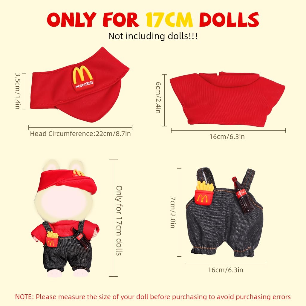 FANCYKU Collectible Figure Clothes for 4-6 Inch Monster Dolls with Jumpsuit and Red Shirt | Cute Mini Ensemble for Display and Collector Styling
