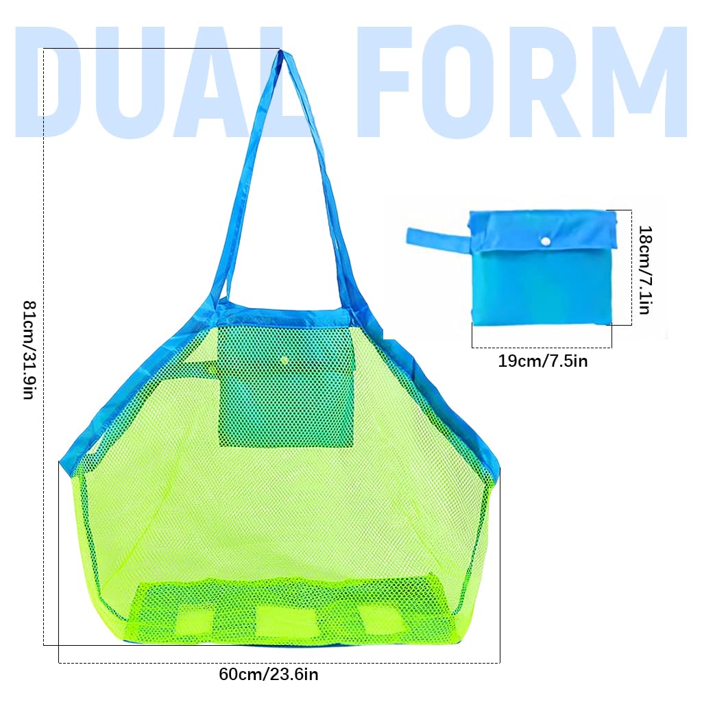 PATPAT Mesh Beach Bag for Sand Toys with Zippered Pouch and Polyester Mesh | Kids Storage