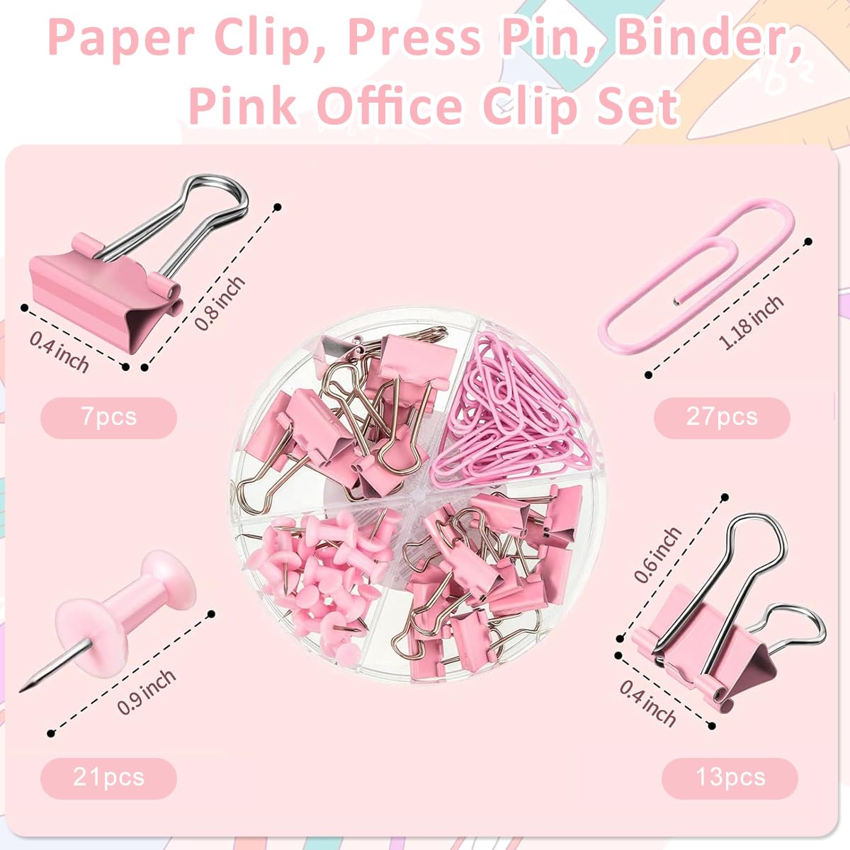 Climberty® Pink Office Supplies Set, Stapler and Tape Dispenser Set, Office Desk Accessories Kit with Stapler, Tape Dispenser, Staple Remover, Staples, Clips, Scissors, Tabs, Gift for Women, Clerks