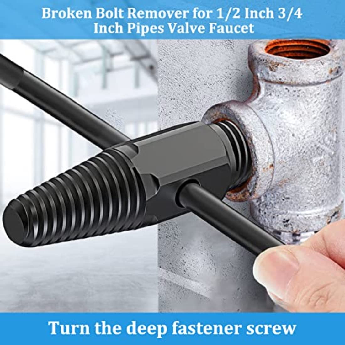 HASTHIP Screw Extractor Broken Bolt Remover Tools Dual-Head Water Pipe Screw Removal Tool Broken Bolt Remover for 1/2 Inch 3/4 Inch Pipes Valve Faucet