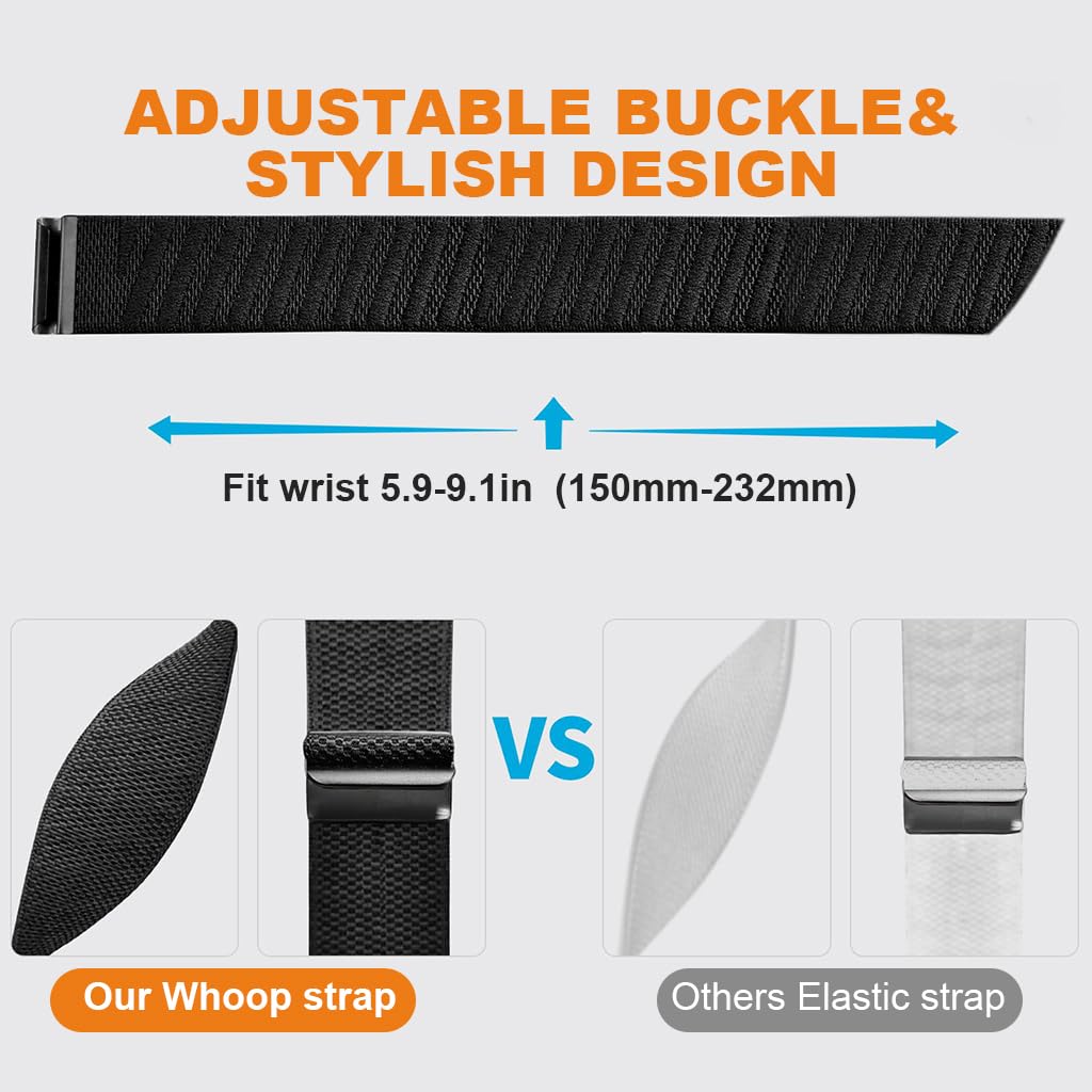 PROBEROS Replacement Watch Band for WHOOP 5.0 and 4.0 featuring Adjustable Metal Buckle | Soft Stretchy Woven Polyester