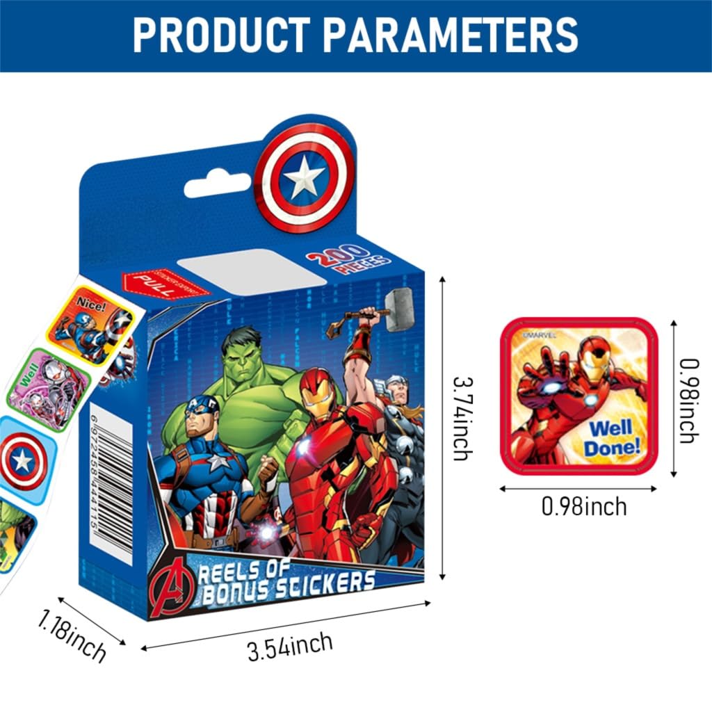 HASTHIP Cartoon Car Stickers Roll for Gift Packing and DIY Crafts, 2 Rolls 1000pcs | Self Adhesive Round Labels for Kids and Party Favors