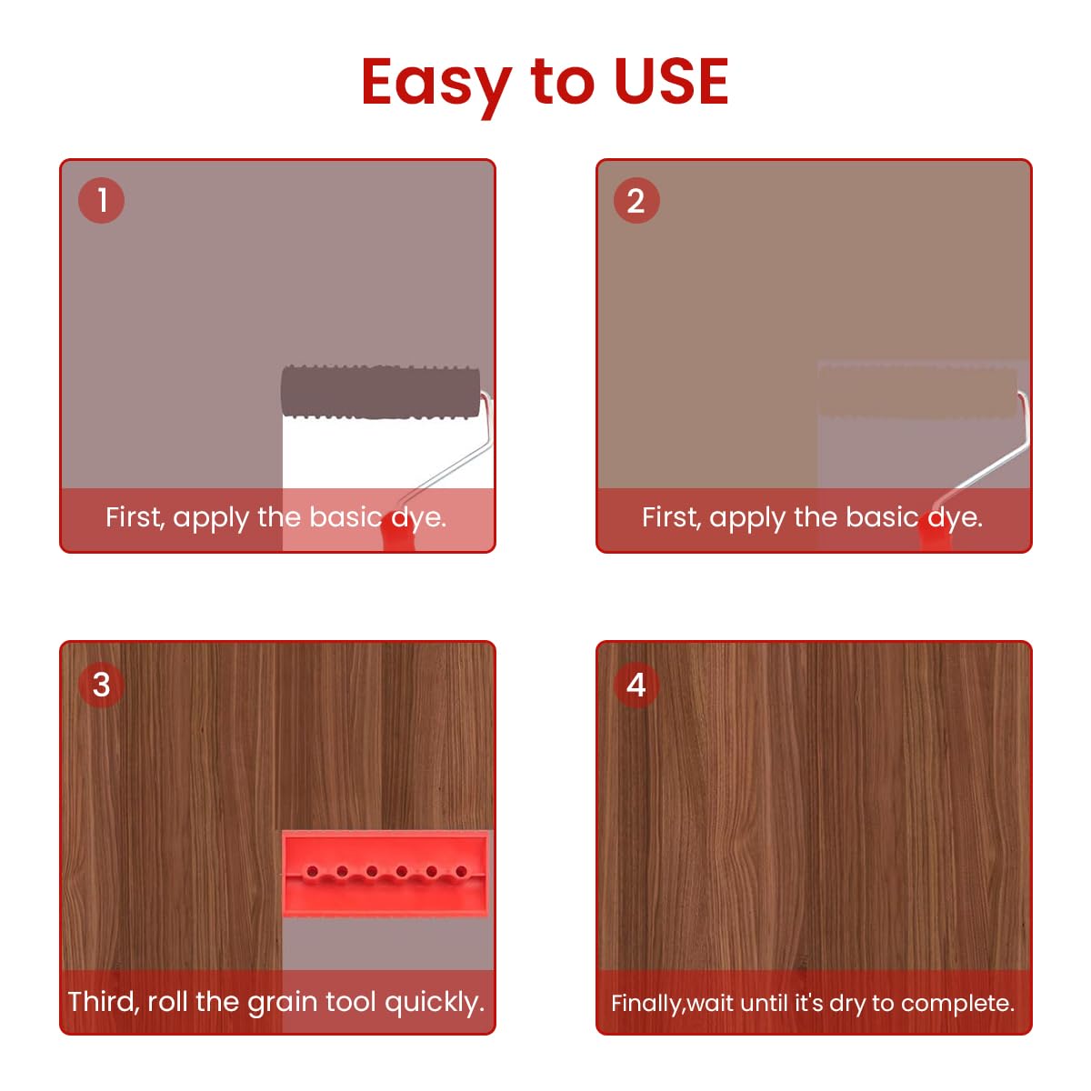 Serplex Paint Roller Tool Kit for Wood Grain Effects with Spiral and Cross Grain Rollers | 8Pcs Set