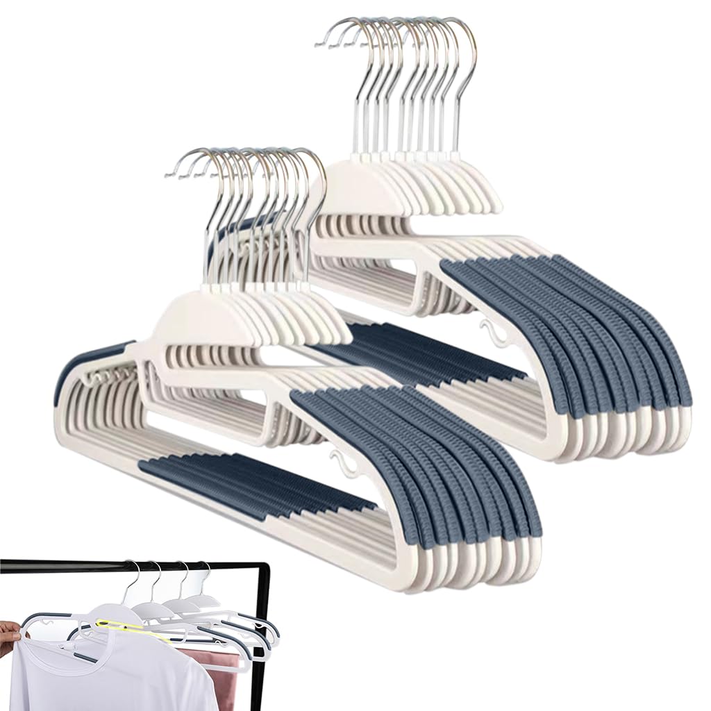 HASTHIP® 10Pack Plastic Hangers Heavy Duty Dry Wet Clothes Hangers with Non-Slip Pads Space Saving 0.2