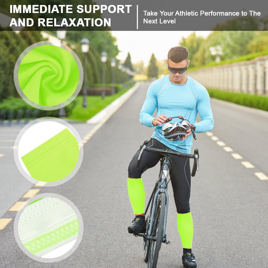Proberos Calf Compression Sleeves for Running & Cycling with Anti Slip Silicone | Ice Silk Breathable Support for Men and Women
