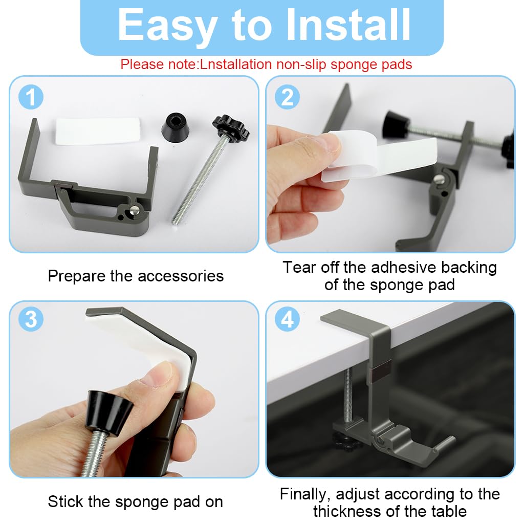 HASTHIP Desk Mounted Hook for Bags and Headphones featuring Dual Hook Design | Metal Aluminum Organizer