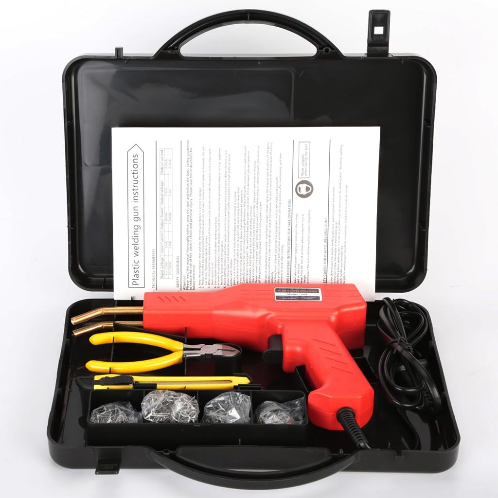 Serplex® 50W Plastic Welding Kit with 200Pcs Staples, Plastic Welder Plastic Welding Machine Plastic Welding Gun Plastic Car Bumper Repair Kit Plastic Repair Kit for Car Bumper/Kayak/Plastic Product