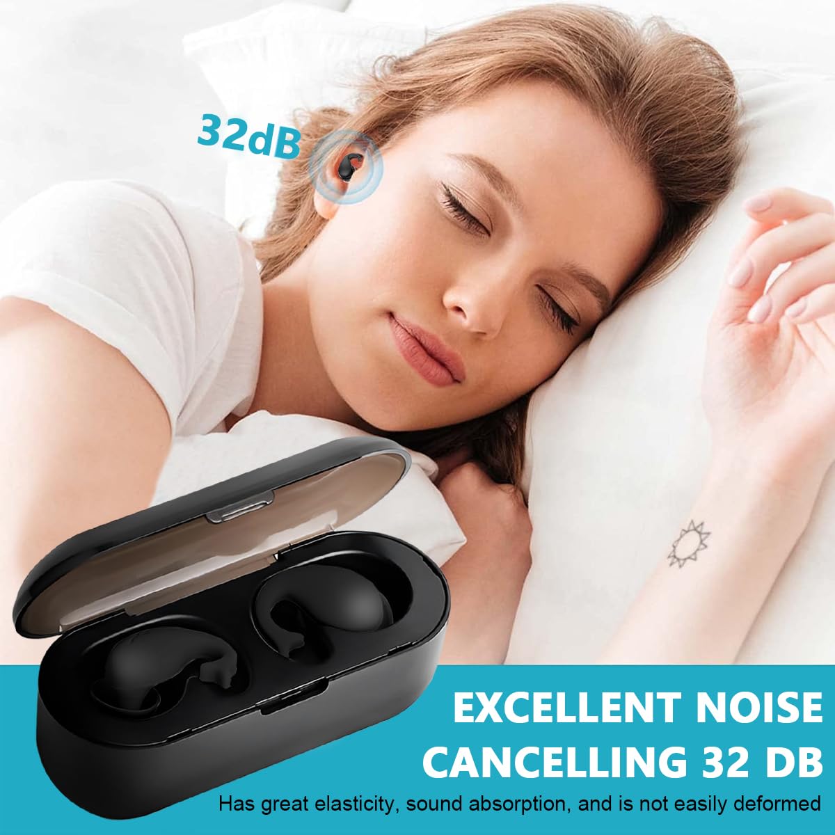 HANNEA Ear Plugs for Sleeping with 32 dB Triple Layer Noise Reduction Silicone | Black