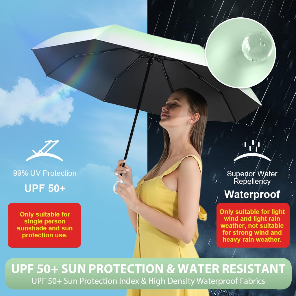 PALAY UV Umbrella for Sun and Rain with UPF 50+ Protection and 8 Ribs Design | Gradient Green