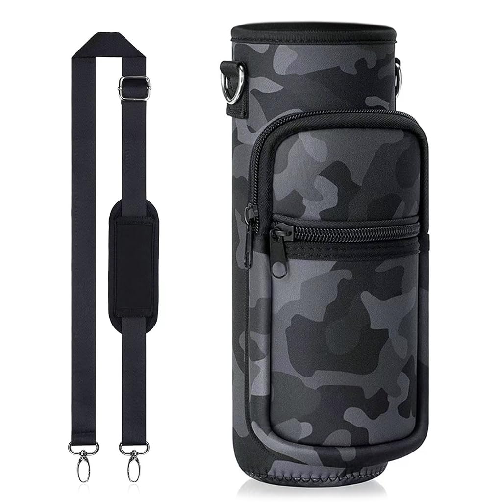 HASTHIP® Water Bottle Carrier Bag with Pocket for Stanley 40 OZ Tumbler with Adjustable Shoulder Strap, Sports Water Bottle Accessories Accessories for Hiking Travelling Camping, Black