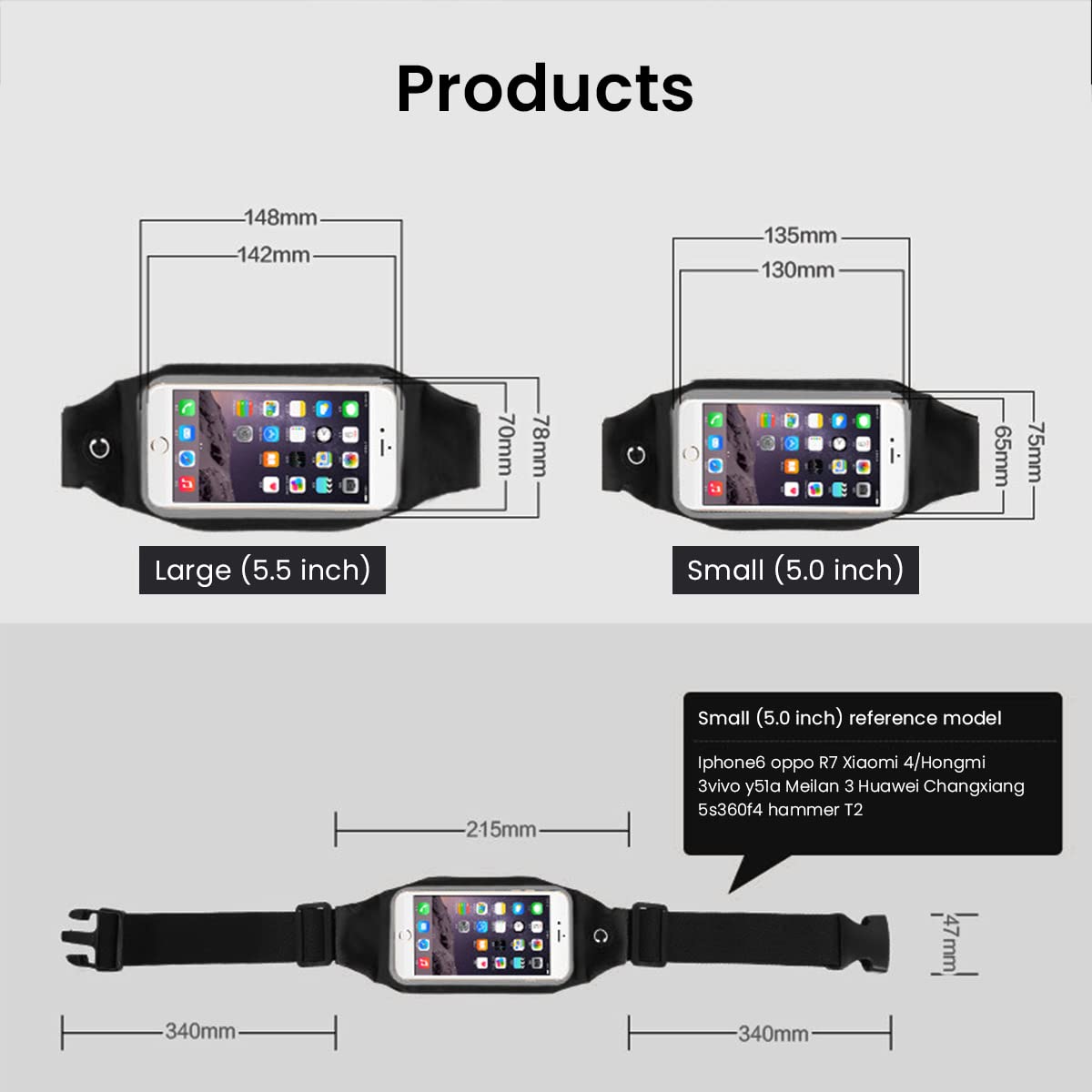 GUSTAVE Belt Bag for Running featuring TPU Touch Screen Window and Lycra Fabric | Fits Phone up to 7 in