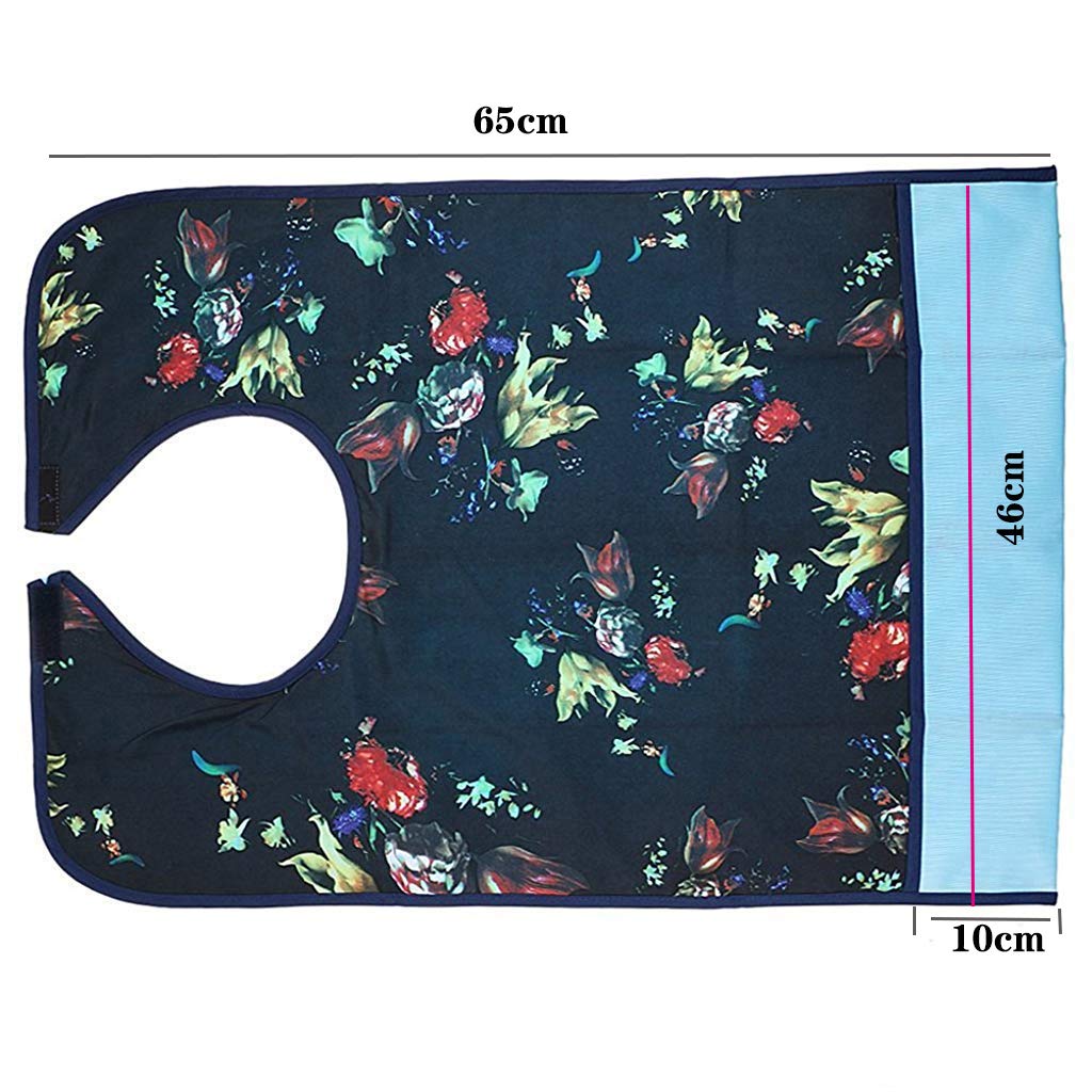 HASTHIP Adult Bibs Clothing Protectors for Mealtime with 65×45 cm Coverage and Crumb Catcher | Washable Waterproof Floral Apron