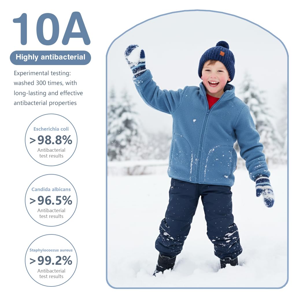 SANNIDHI Kids Polar Fleece Jacket with Stand Collar and Pockets Blue 130 cm | Warm Winter Coat