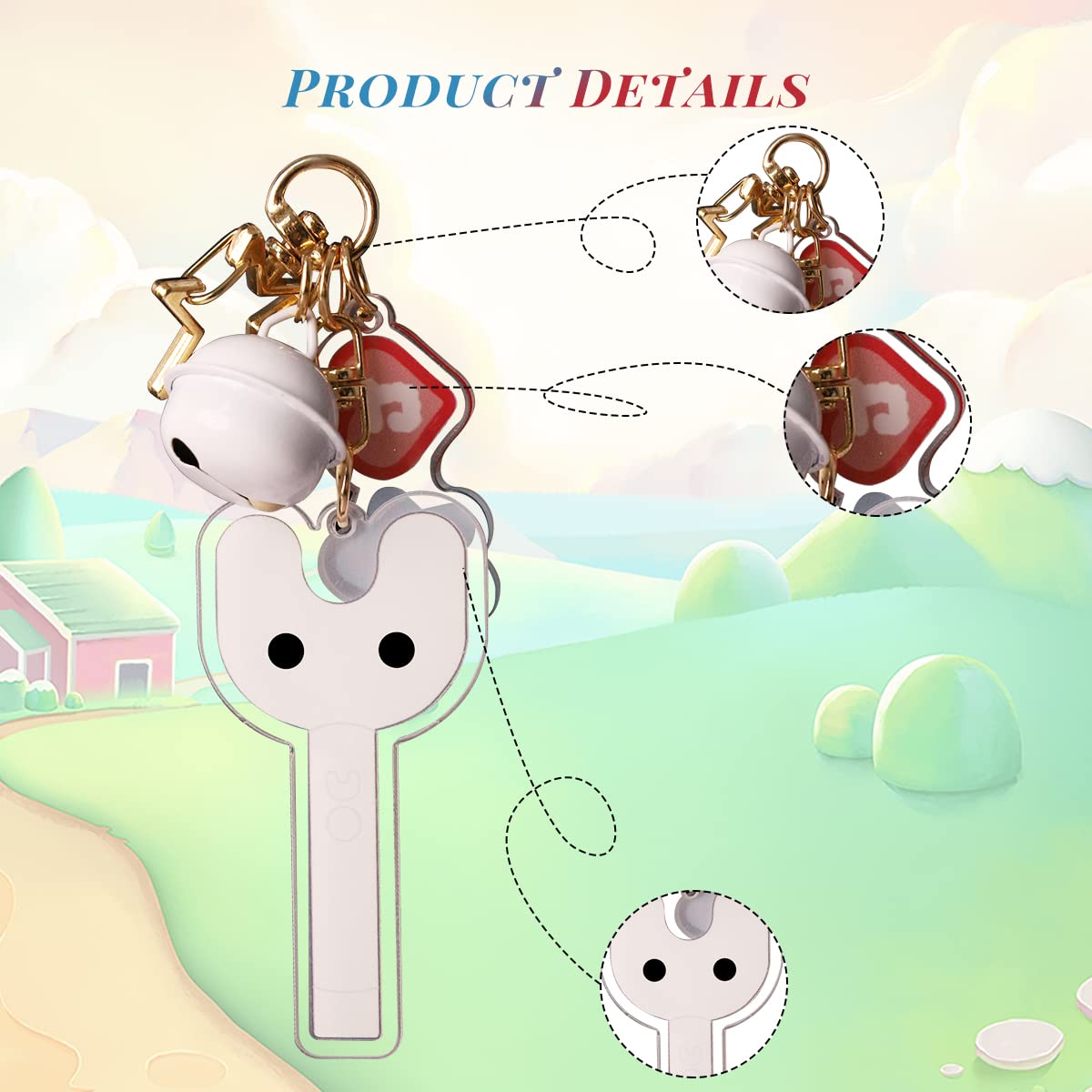 SANNIDHI Newjeans Keychain featuring Acrylic NJ Icon Bell and Light Stick Charms for Fans
