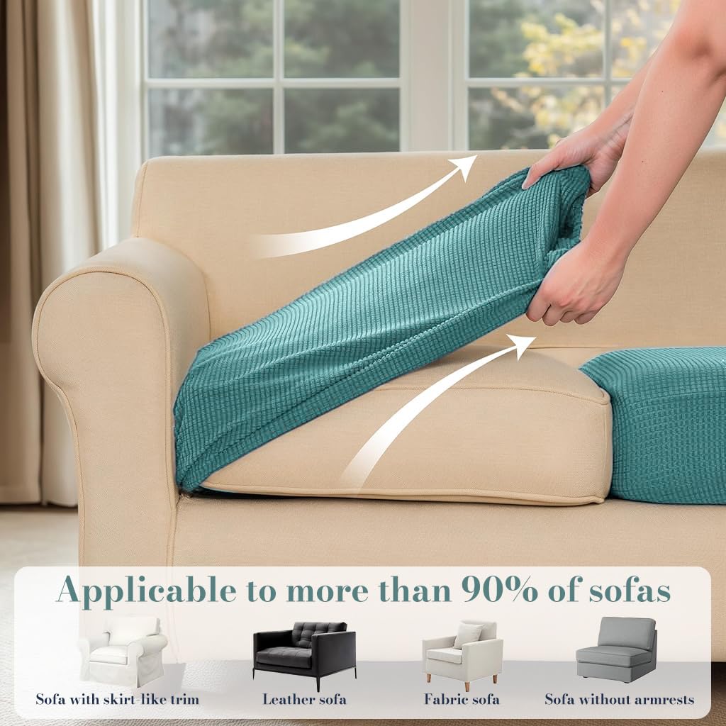 HASTHIP Sofa Seat Cushion Slipcover for 50–70cm Pads with Stretchy Slip‑On Fit | Green