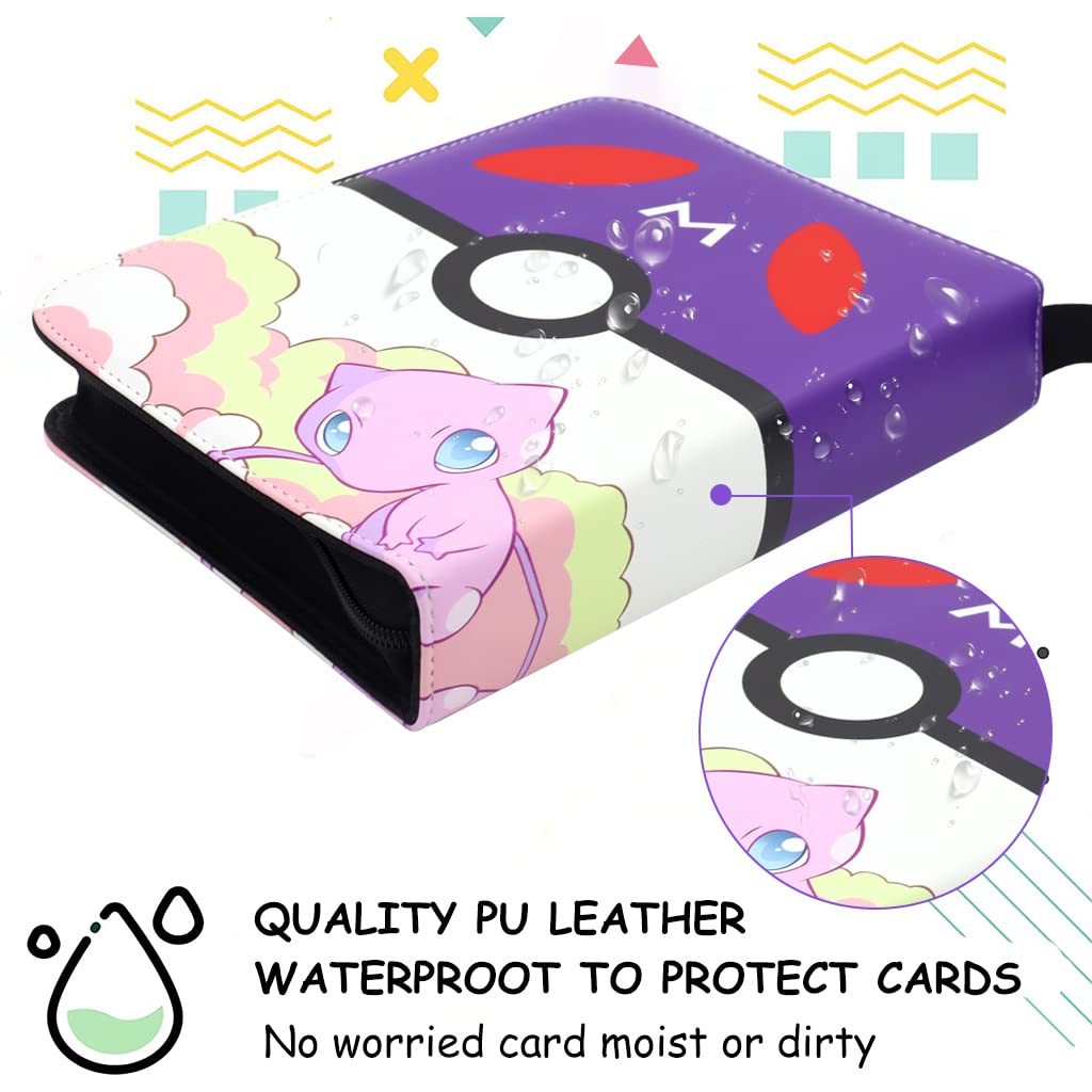 PATPAT Pokémon Card Binder for Kids with 3 Ring 50 Page Sheets 400 Card Capacity | EVA PU Zipper Album