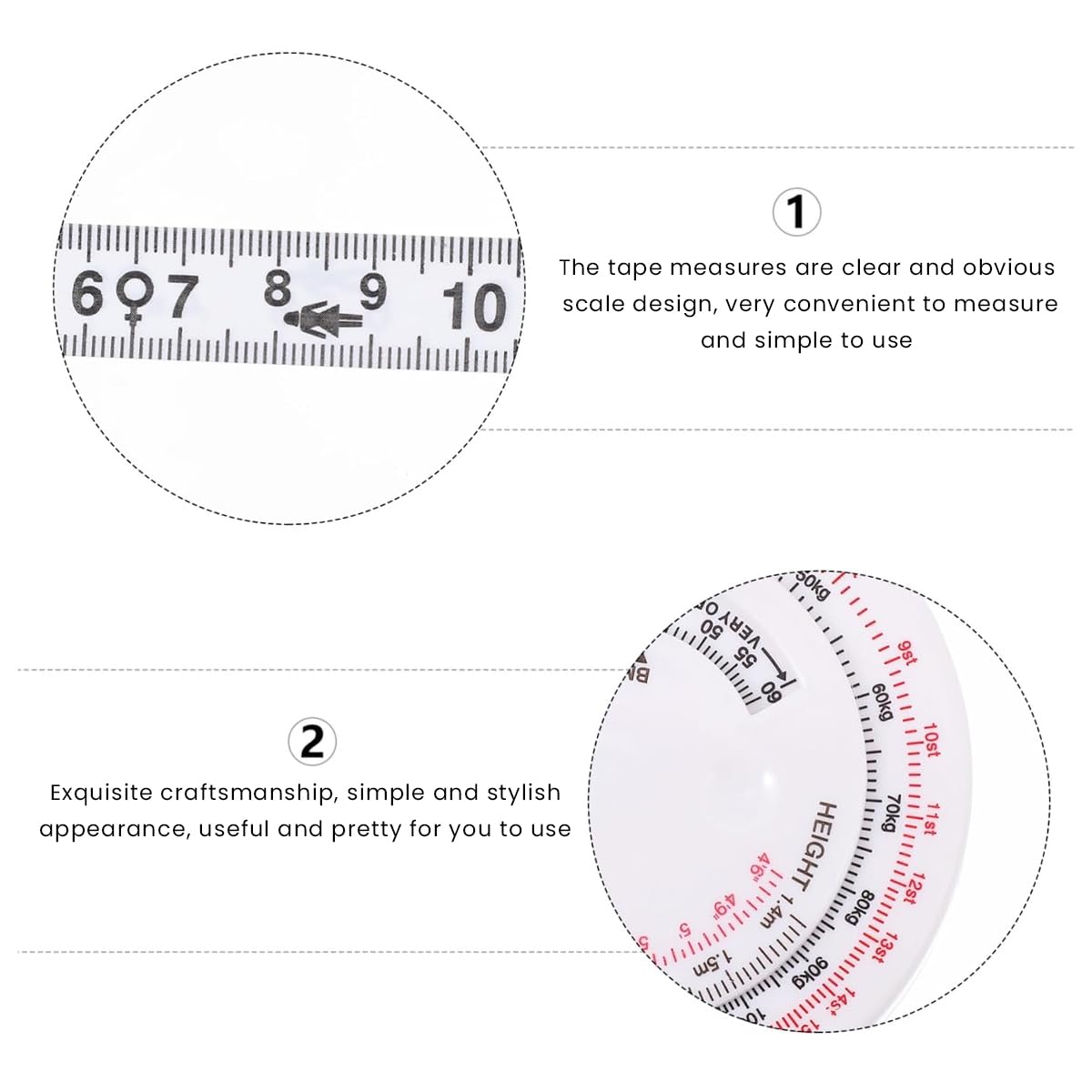 HASTHIP® Body Measuring Tape, BMI Body Mass Index Retractable Tape, 50cm/59Inch Measure Calculator, Soft Tape Measure Measuring for Body Fabric Sewing Tailor Cloth Knitting Craft Measurement