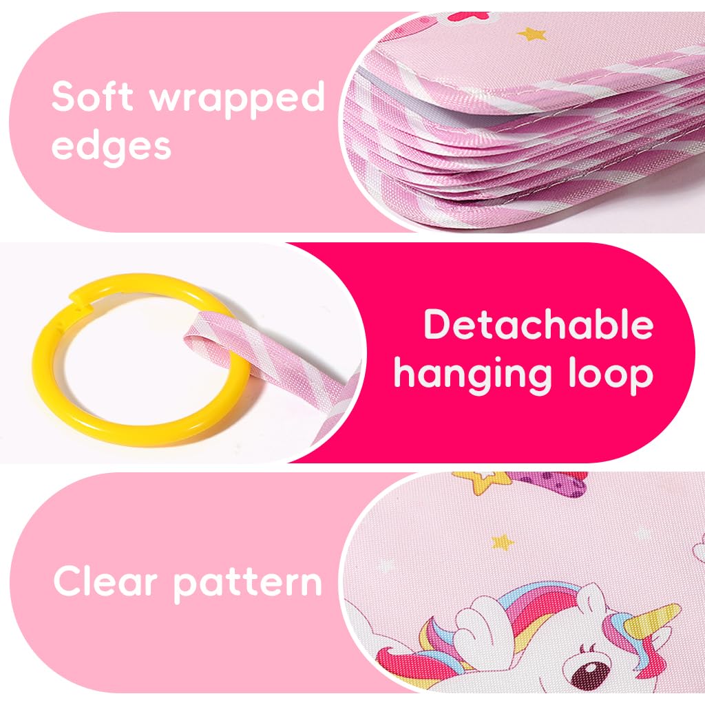 SNOWIE SOFT Baby Photo Album for 5/6 in Photos with 17 Pockets and Open Ring Design | Unicorn Memory Book for Sensory Learning