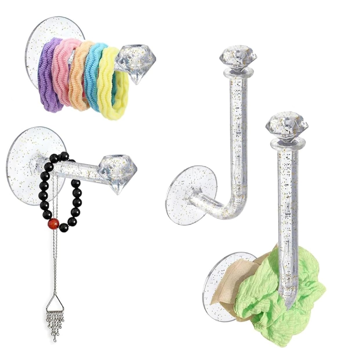 HASTHIP Headband Holder Stand for Wall Storage with Adhesive Mount | 4Pcs Clear Acrylic Organizer for Girls Hair Accessories