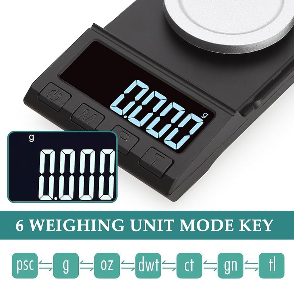 HASTHIP® Digital Kitchen Weighing Scale for Home 50g/0.001g Food Weighing Scale for Diet LCD Digital Pocket Scale with Tray Calibration Weight & Tweezer Portable Electronic Kitchen Scale for Jewellery