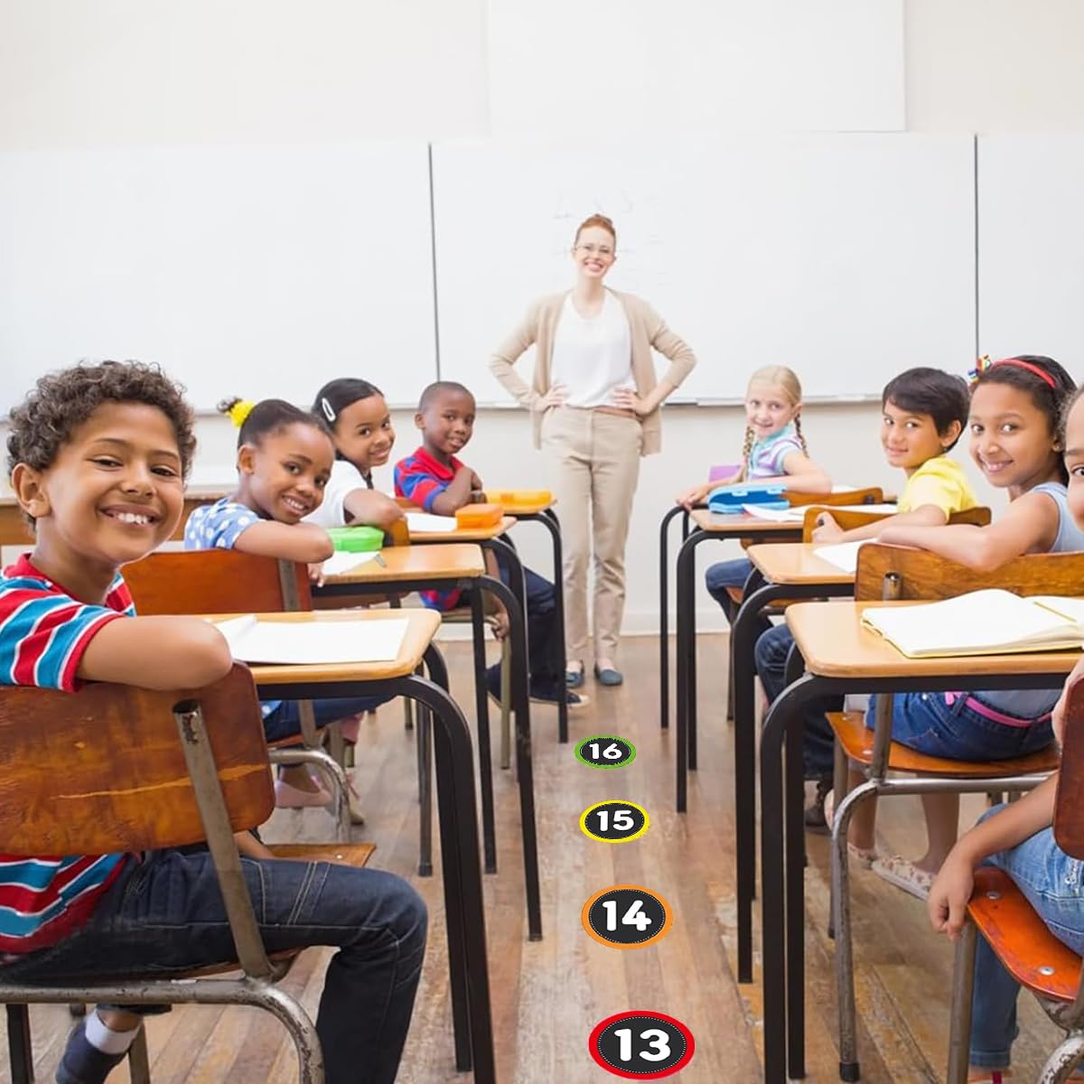 HASTHIP Stickers Set for Classroom Activities with 36PCS 4in Number Spots | Waterproof Vinyl