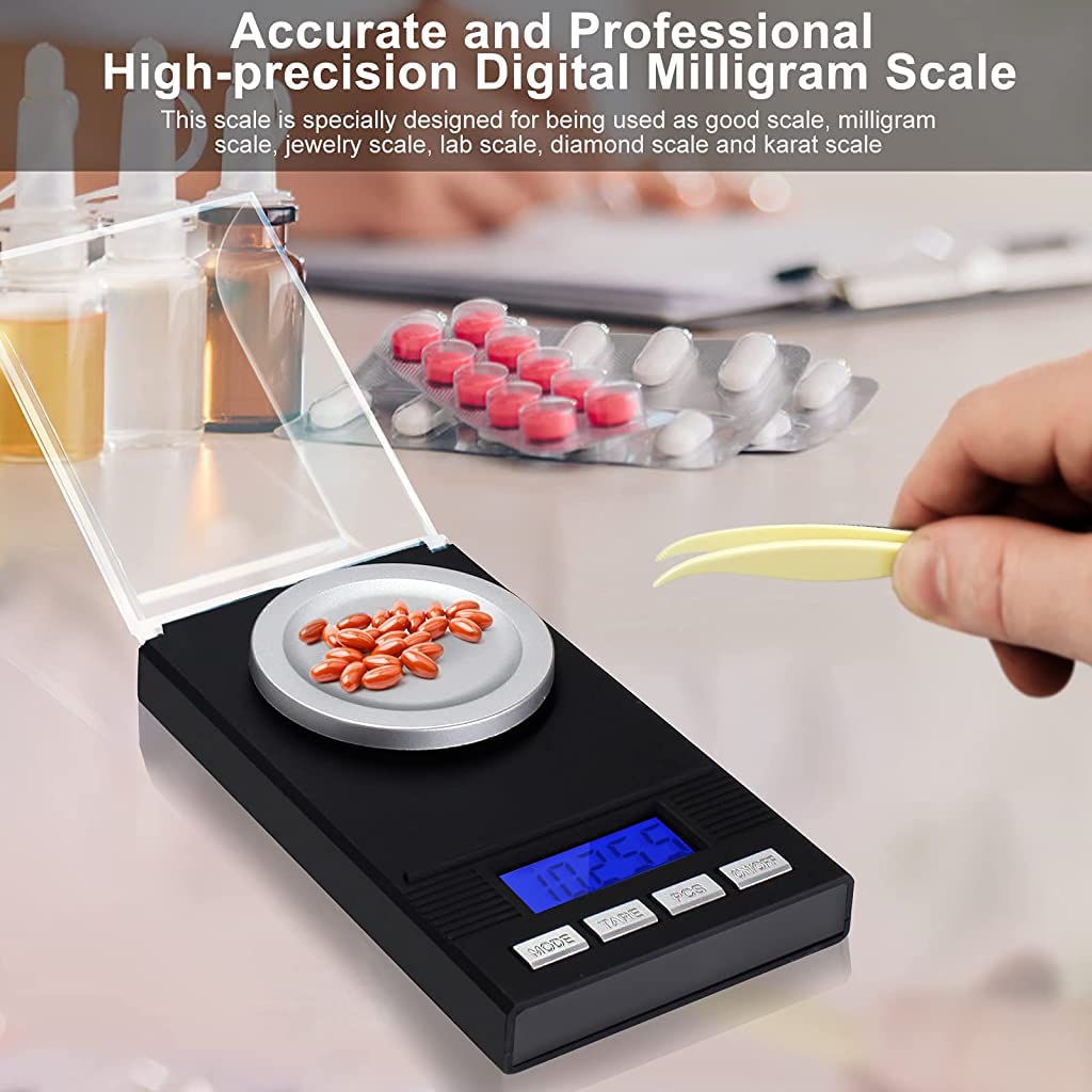 HASTHIP Digital Kitchen Weighing Scale for Home 50g/0.001g Food Weighing Scale for Diet Lcd Digital Pocket Scale with Tray, Calibration Weight & Tweezer Portable Electronic Kitchen Scale for Jewellery Food