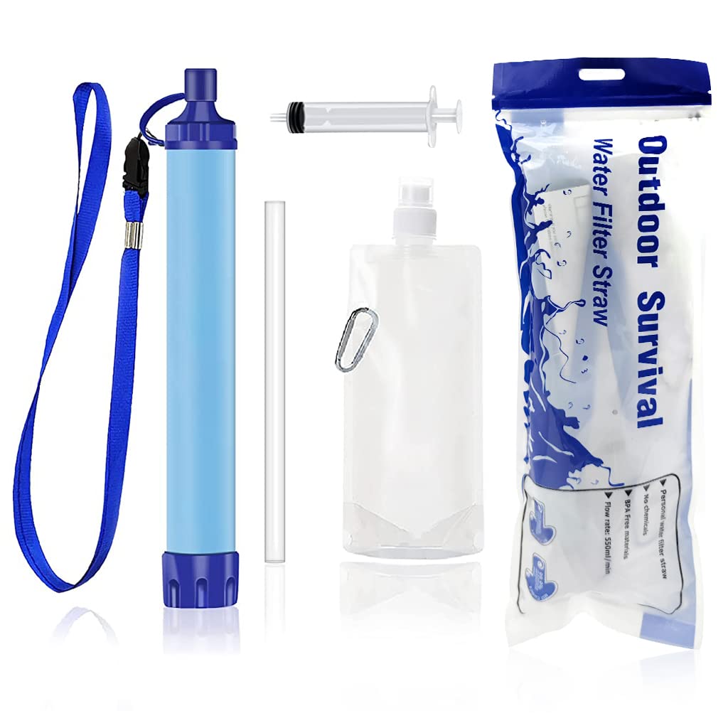 Proberos® Portable Water Purifier Kit, Double Filtration Core Water Filter, Water Filter Straw, Portable Camping Filtration System, Drinking Water Purifier for Emergency Hiking Travel