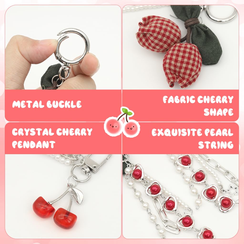ZORBES Phone Charms for Girls featuring Red Cherry Design and Metal Buckle | 2Pcs Set